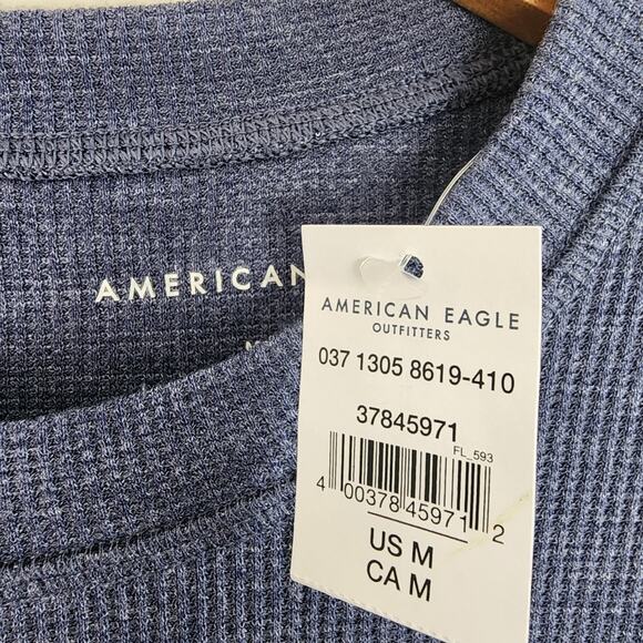 NEW American Eagle Printed Waffle Long Sleeve Stretch Top - Picture 12 of 12